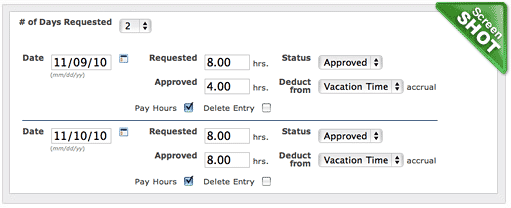 Day Off Tracking screen shot