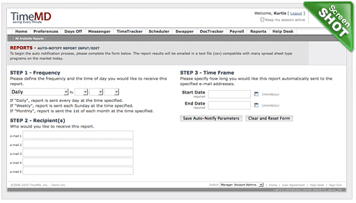 Auto-Notify Input Screen